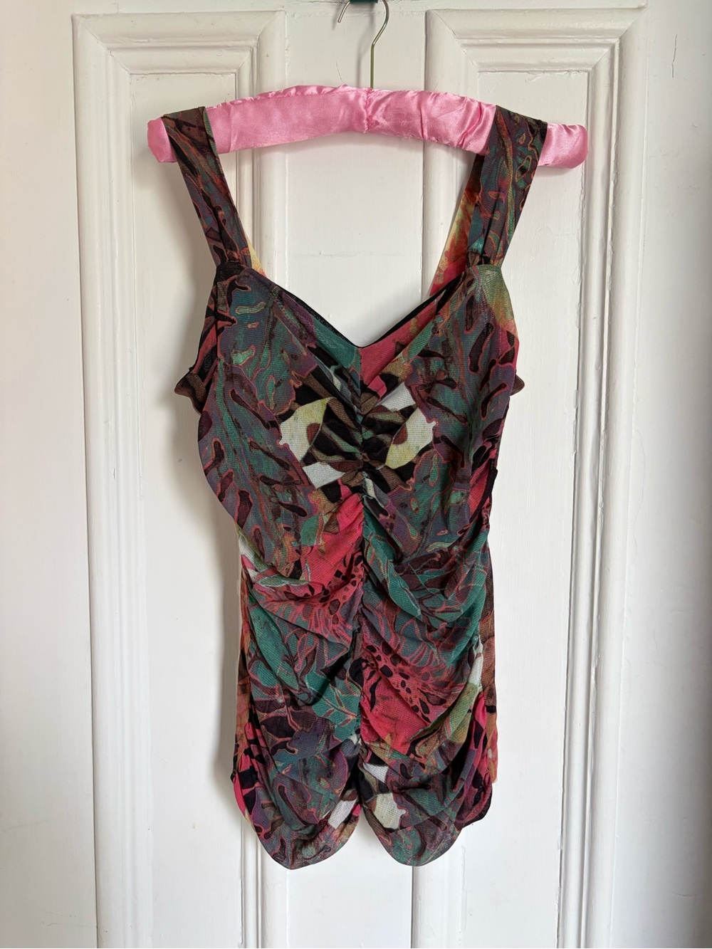 Vintage y2k Floral Ruched Sleeveless Top in Multicolor